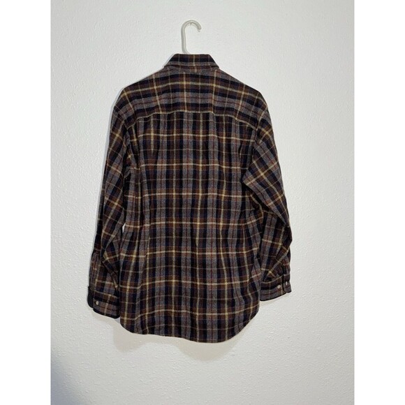 Vintage Woolrich Button Wool Long Sleeve Plaid Shirt Size L Made Usa 70s 80s 90s - Picture 2 of 14